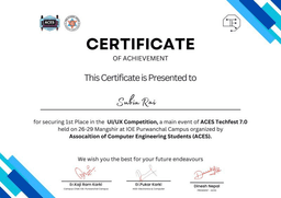 1st Position - UI/UX Design Competition