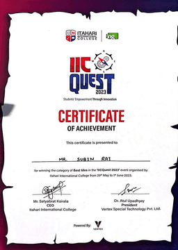 Best Idea Winner - IIC QUEST: Hackathon